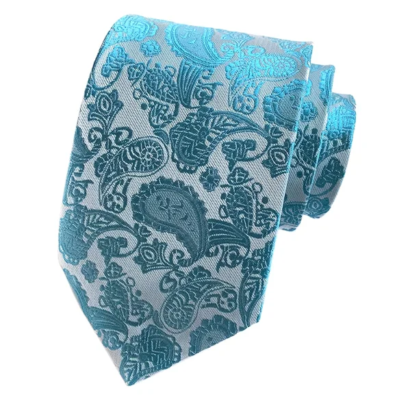 silk ties for professional events-Classy Men Simple Teal Paisley Tie