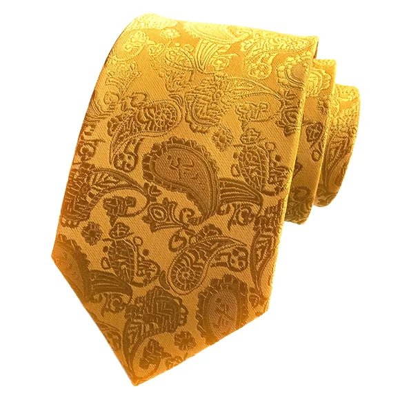 modern silk necktie styles-Classy Men Simple Yellow Paisley Tie