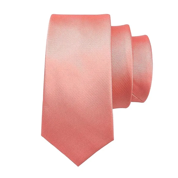 luxury business necktie sets-Classy Men Solid Salmon Silk Tie