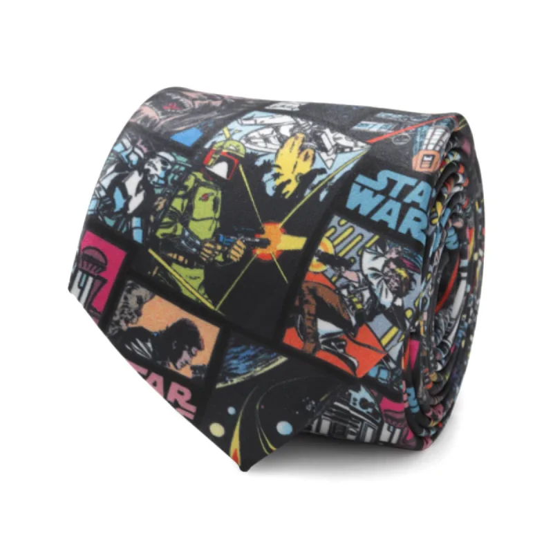 affordable office tie sets-Star Wars Comic Black Men's Tie