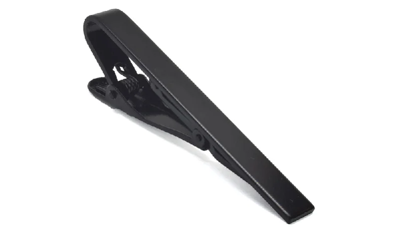 men's wedding tie designs-Tie Bar Clip - Matte Black Tie Bar