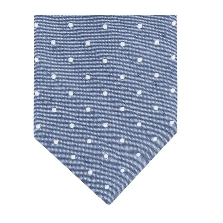 luxury wedding silk necktie sets-Tommy Hilfiger Men's Linen Dot Tie Blue Size Regular