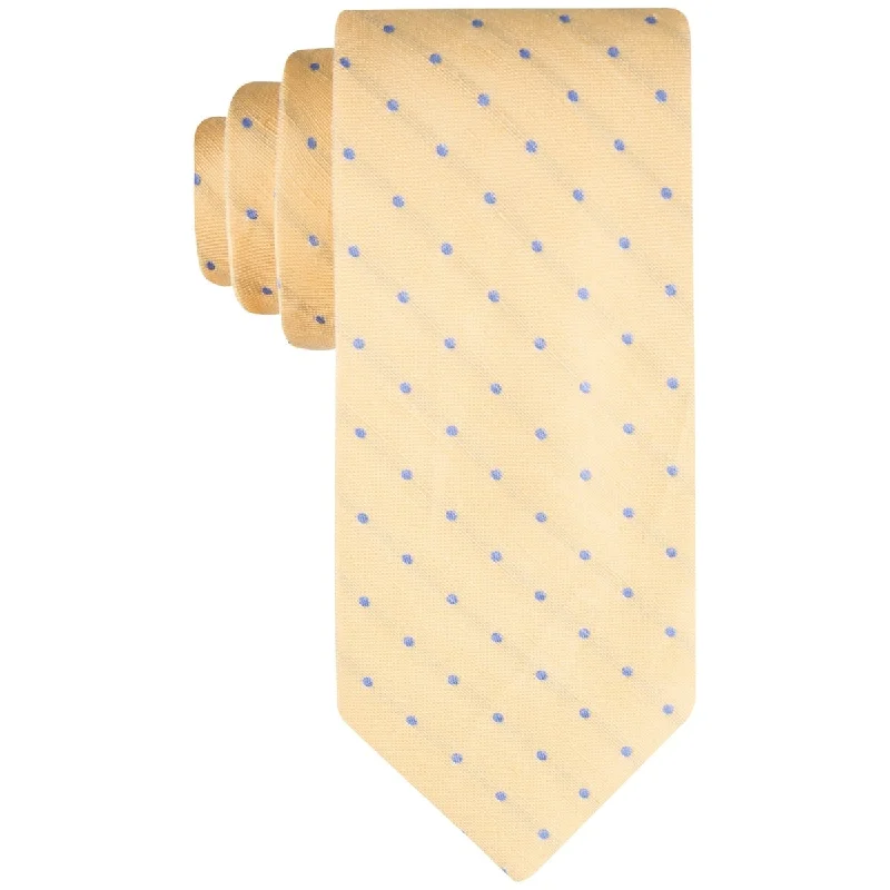 affordable necktie styles-Tommy Hilfiger Men's Linen Dot Tie Yellow Size Regular