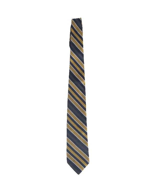 trendy wedding necktie ideas-Valentino Garavani Striped Tie in Yellow Silk