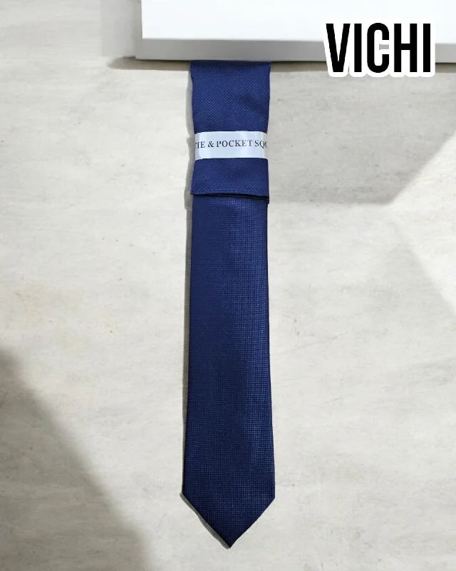 luxurious formal wedding neckties-Vichi P16 Navy Necktie