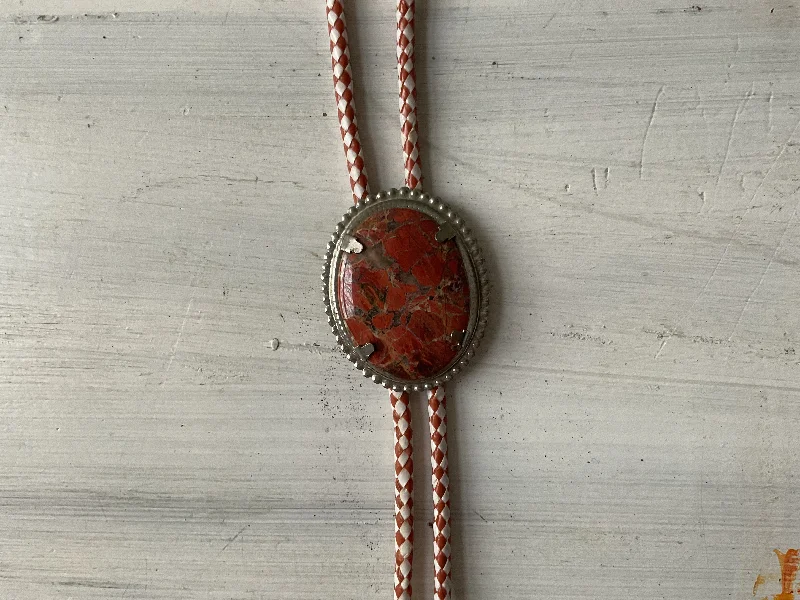 silk tie bundles for men-Vintage red jasper bolo tie