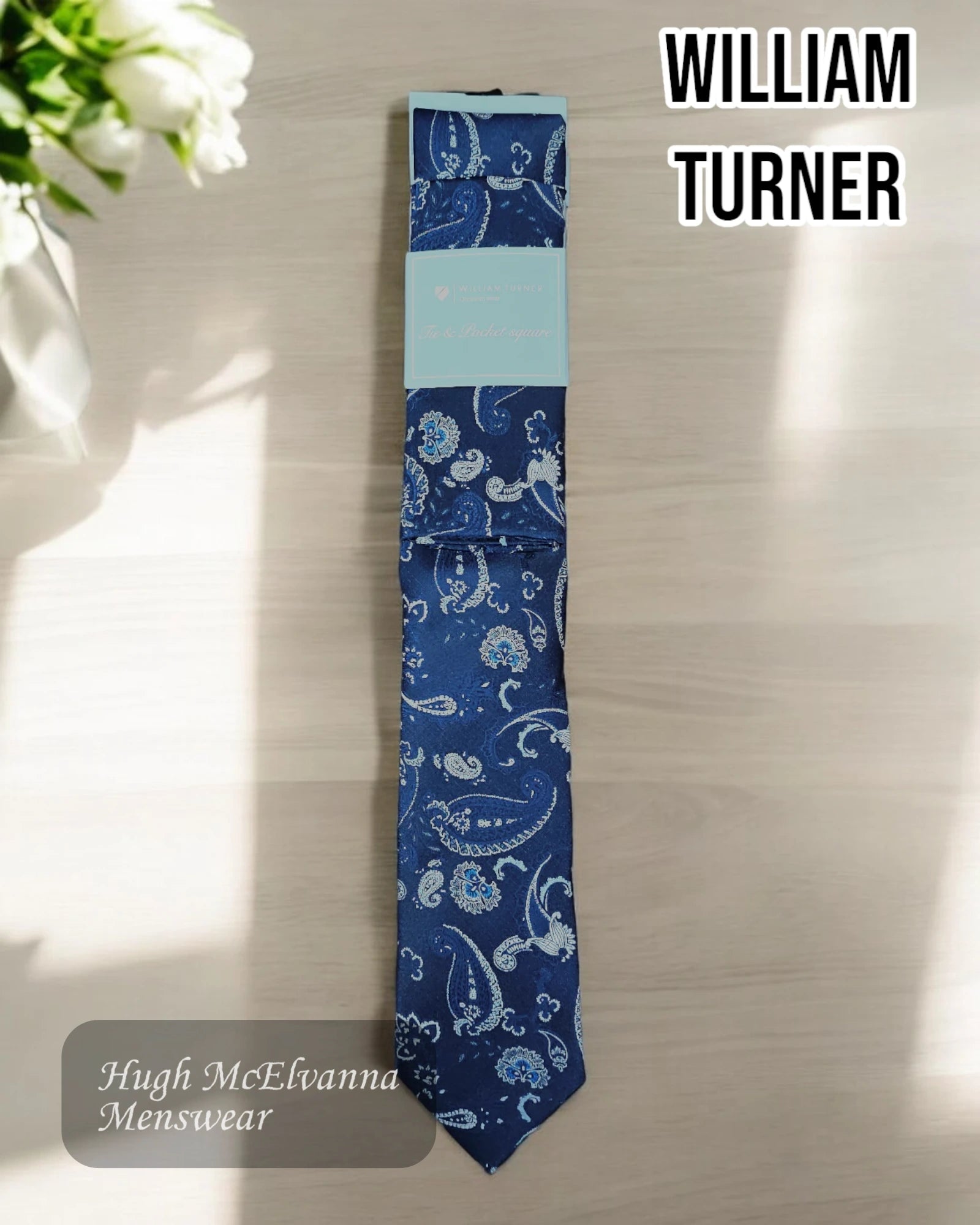 stylish slim neckties for men-William Turner Navy Tie Set