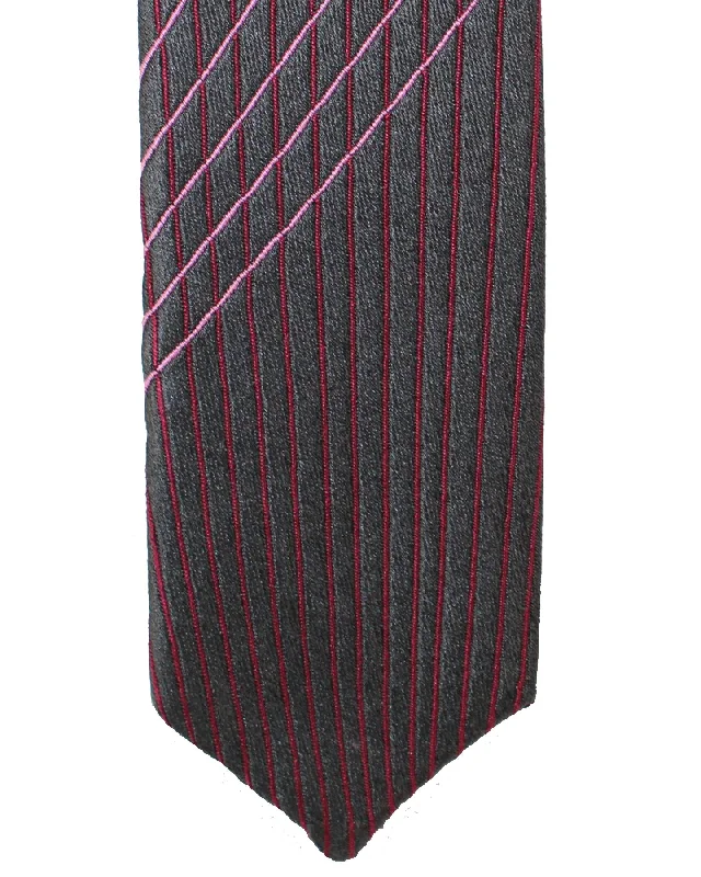 unique ties for formal office wear-Zilli Skinny Tie Gray Pink Unique Design SALE