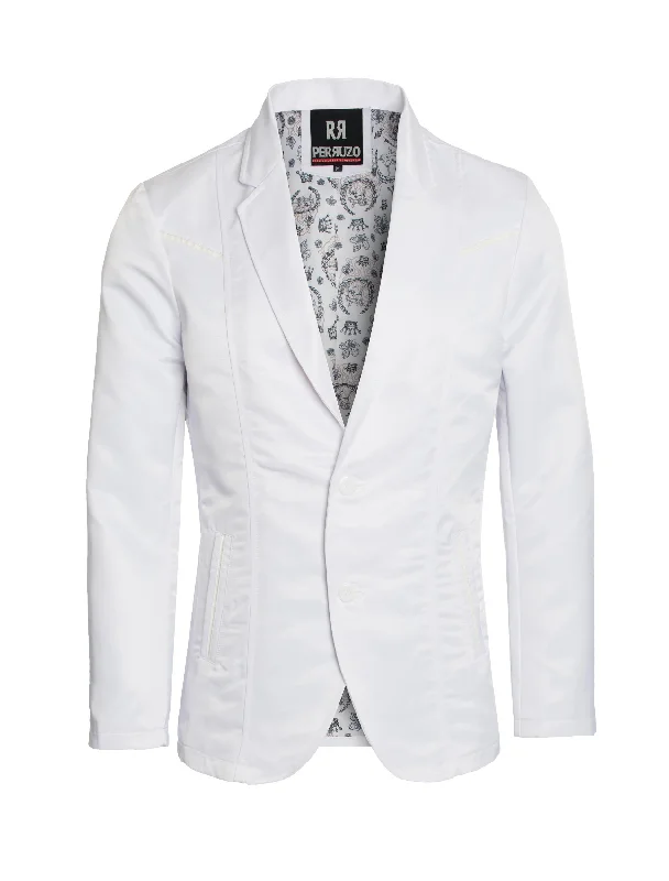 Men’s checked wedding tuxedo -Men's Sport  Blazer  White 9005