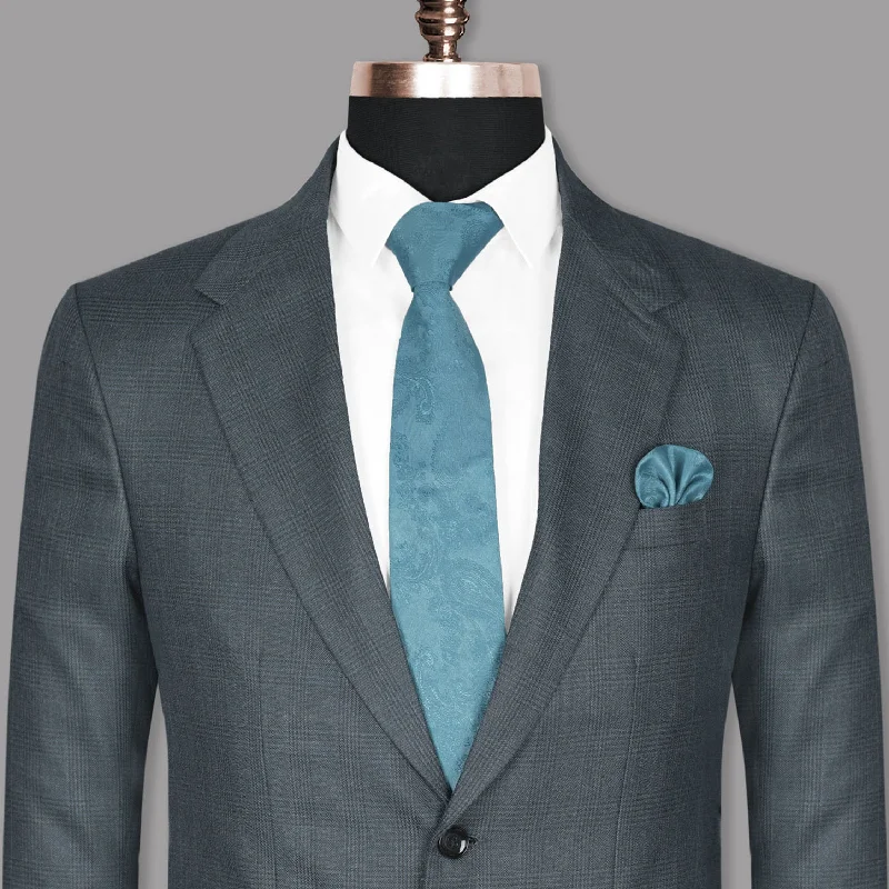 Men's wedding tuxedo rental -Anchor Grey Plaid Wool Rich Blazer