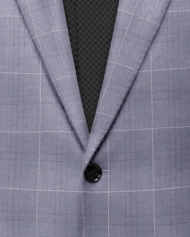 Men’s lightweight formal suit -Anchor Grey Windowpane Wool Blazer