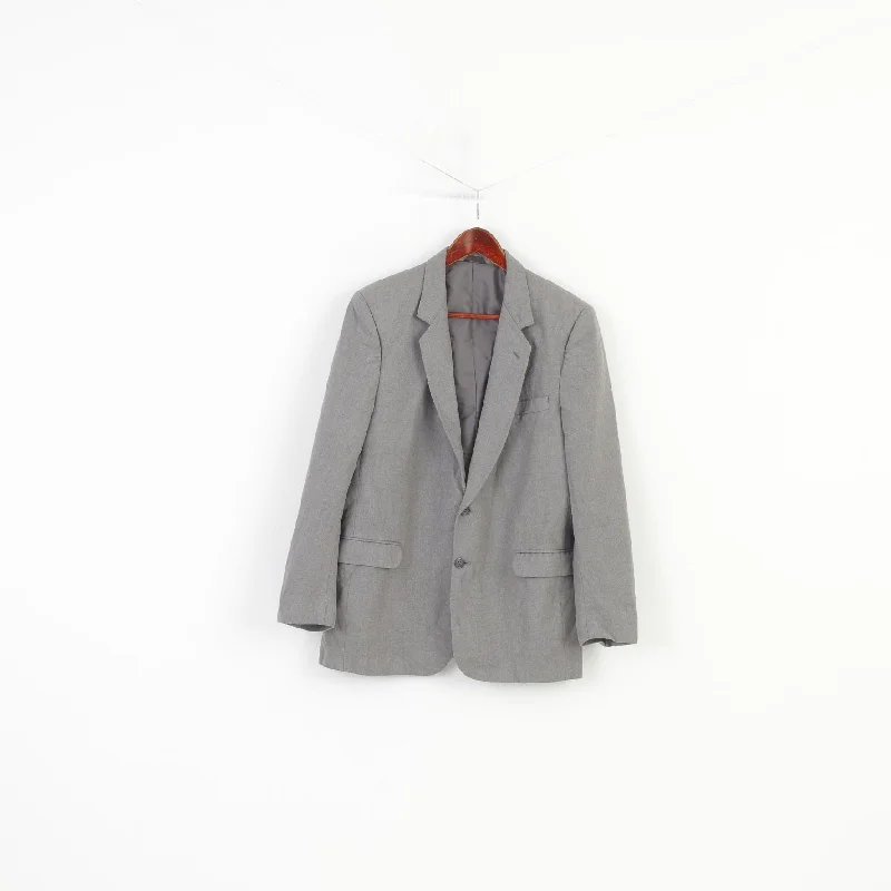 Men's tailored tuxedo with vest -Anderson of London Men 42 Blazer Grey Wool Breasted Vintage Jacket