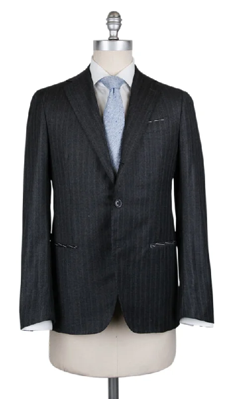 Men's formal wool tuxedo jacket -Borrelli Charcoal Gray Suit