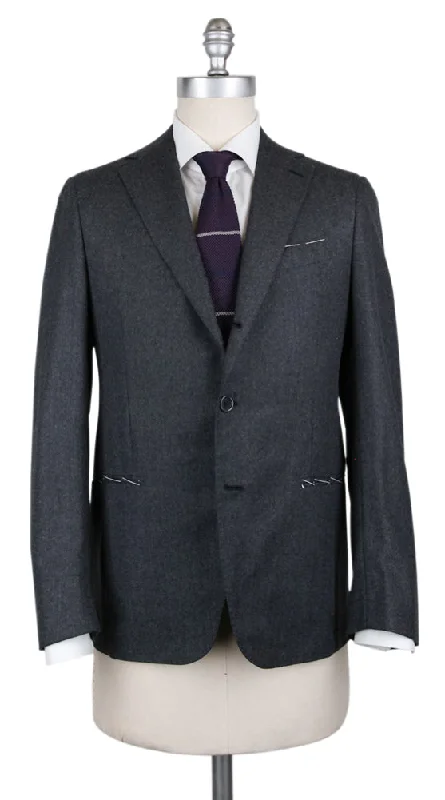 Men's tuxedo with satin finish -Borrelli Charcoal Gray Suit