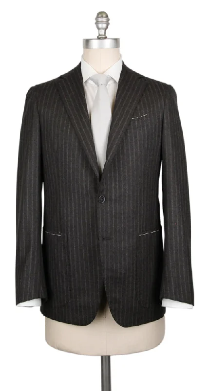 Men's checkered slim fit tuxedo -Borrelli Charcoal Gray Suit