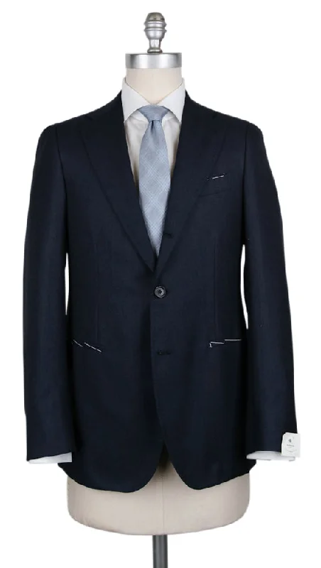 Men's black satin tuxedo -Borrelli Midnight Navy Blue Suit