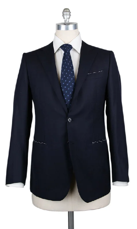 Men's grey plaid tuxedo -Borrelli Midnight Navy Blue Suit