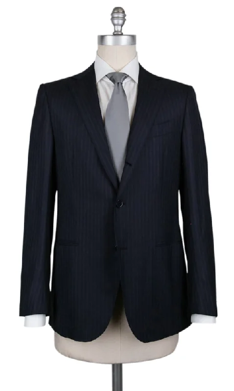 Affordable men's slim fit suit -Borrelli Midnight Navy Blue Suit