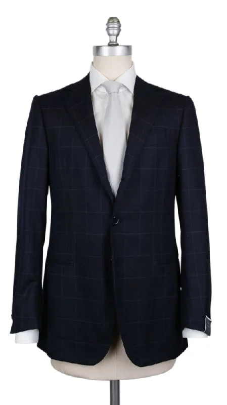 Men's formal wool suit for wedding -Borrelli Midnight Navy Blue Suit