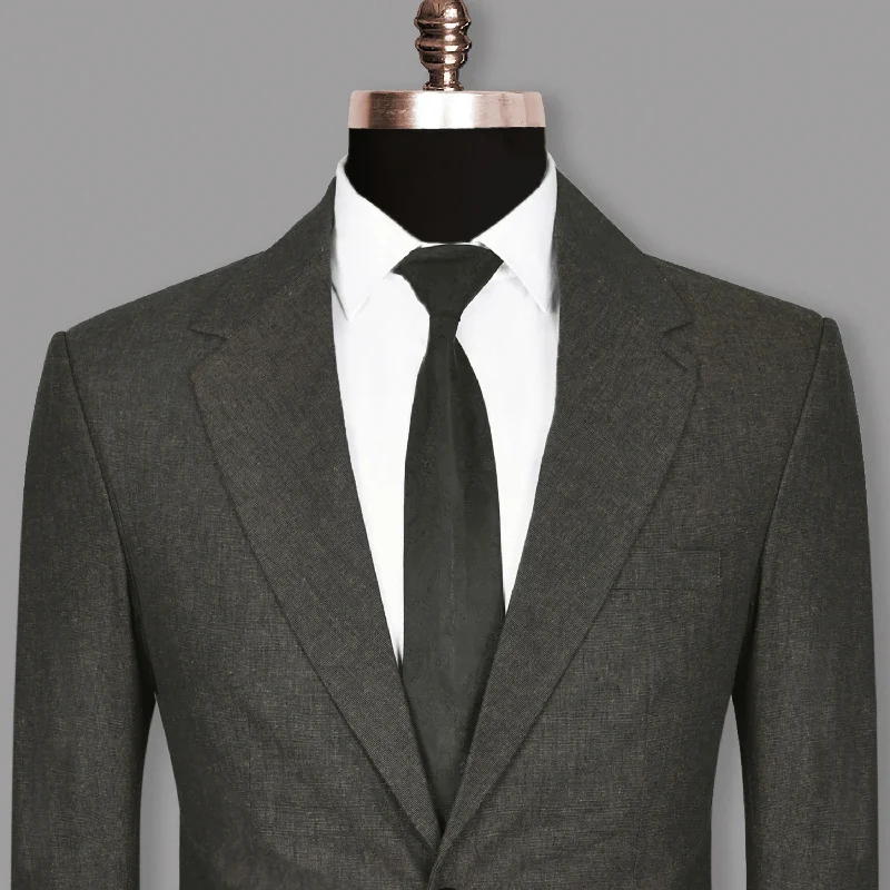 Custom business suits for men -Brown with Navy Mélange Linen Blazer