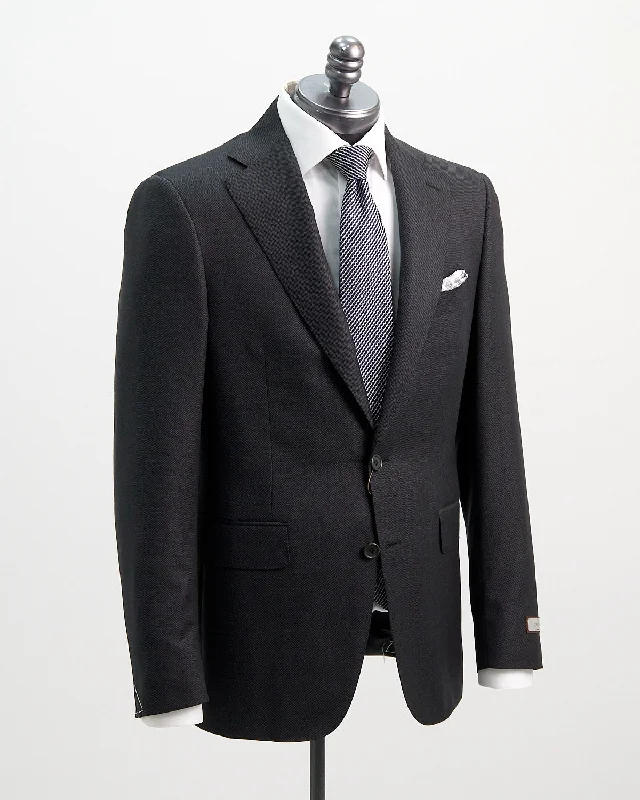 Men's modern business wedding suit -Birdseye All Season Super 130's Gunmetal Grey Suit