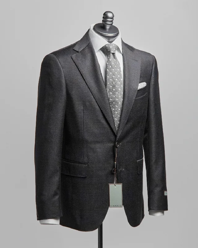 Men's designer dinner tuxedo -Surface Check Super 130's Gunmetal Grey Suit