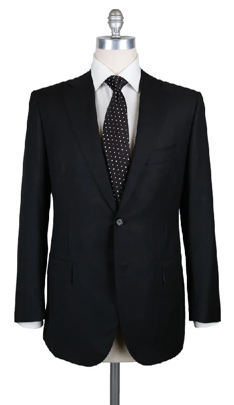 Men's checked business suit jacket -Cesare Attolini Black Suit