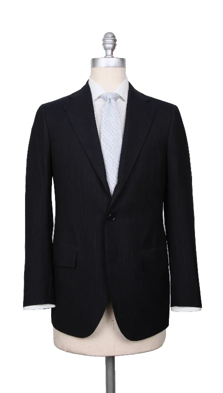 Men's tailored slim fit suit -Cesare Attolini Midnight Navy Blue Suit