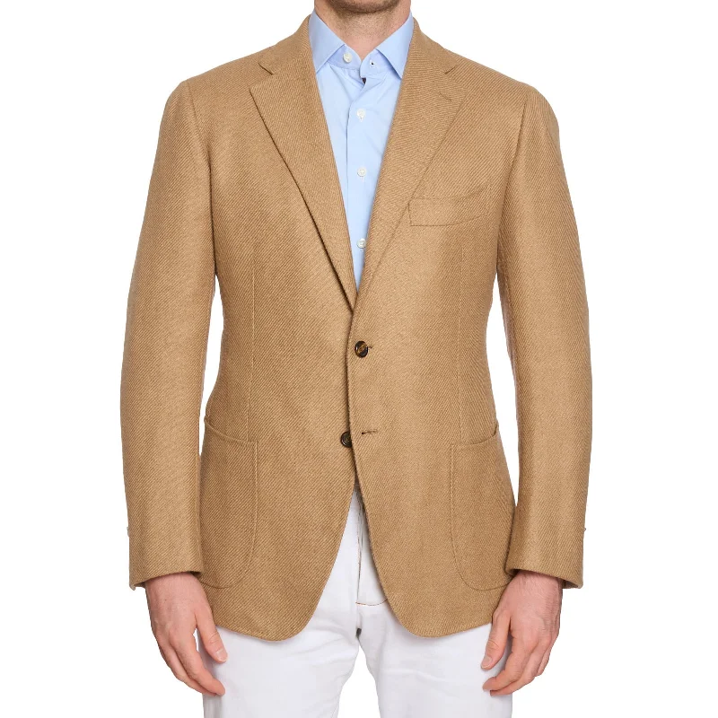 Affordable tailored suits for men -CESARE ATTOLINI Napoli Handmade Beige Camelhair Blazer Jacket EU 50 US 40