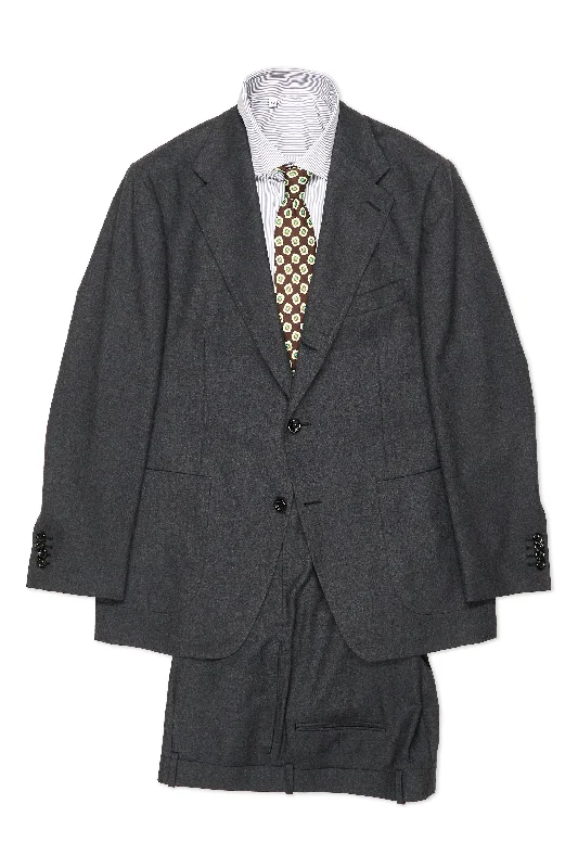 Affordable tailored suits for men -Charcoal Flannel Wool Suit