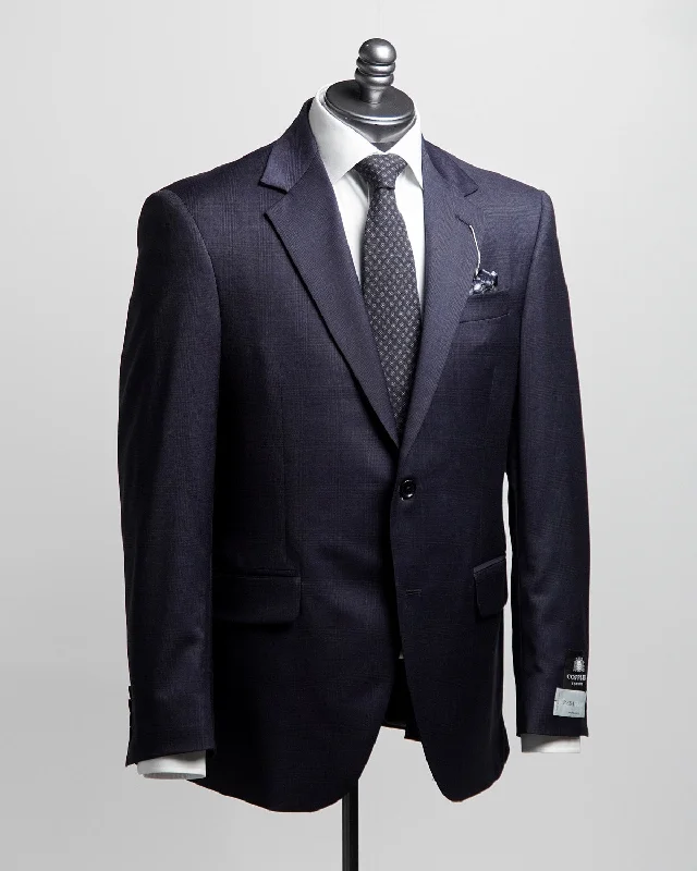 Men's formal occasion tuxedo -Navy & Black Stretch Super 110's Wool Prince Of Wales Suit