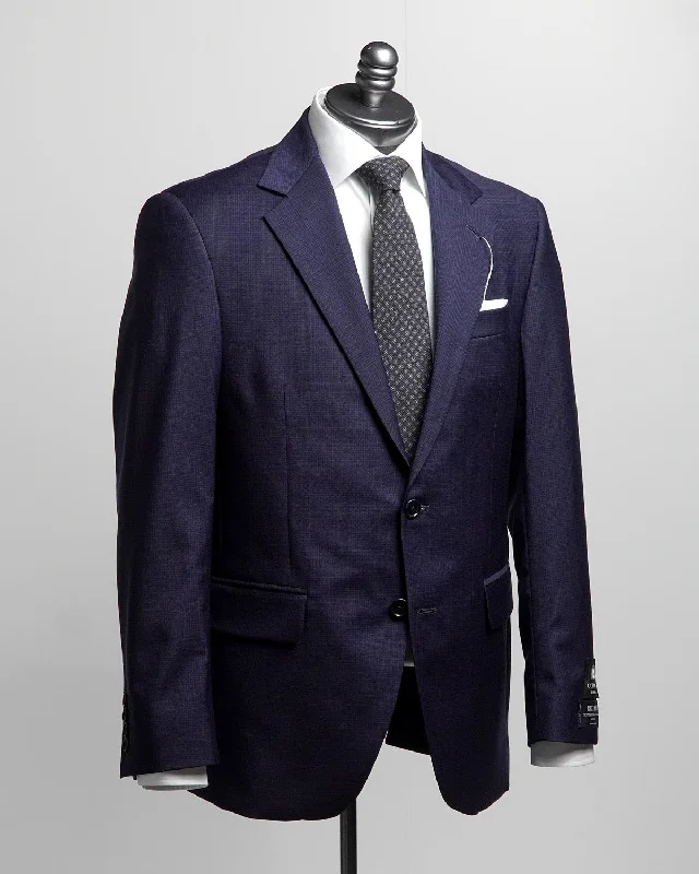 Men's wool wedding tuxedo -Navy Super 110's Subtle Check All Season Suit