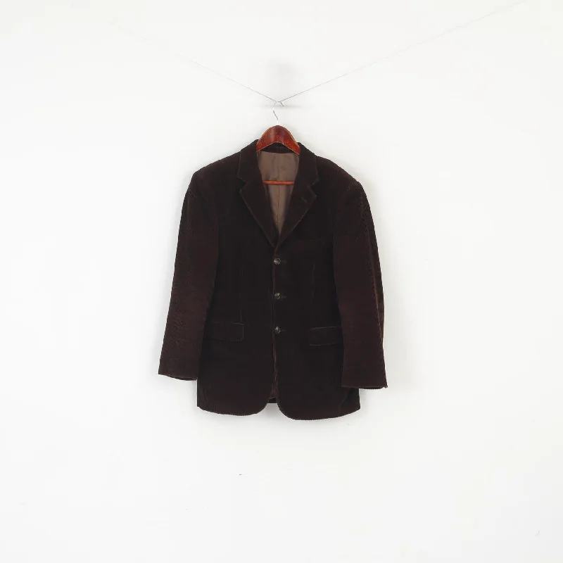 Men's grey plaid tuxedo -Renzo Cavalli Men 38 Blazer Brown Corduroy Cotton Vintage Single Breasted Jacket