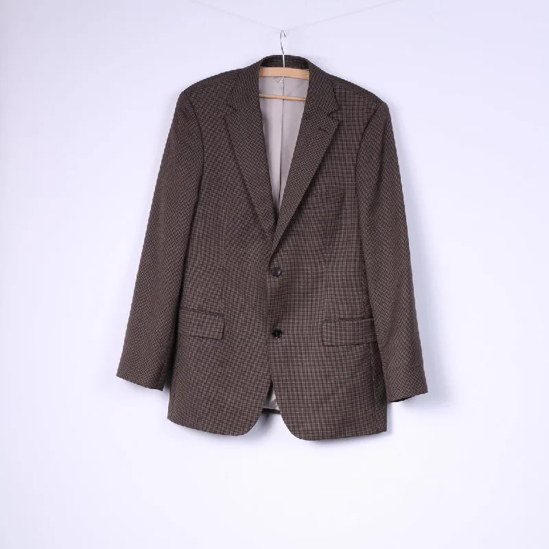 Men's classic tailored tuxedo -Hugo Boss Men 50 40 Blazer Brown Pure Wool Single Breasted Jacket