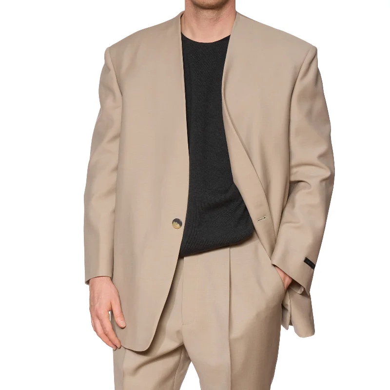 Modern business suits for men -FEAR OF GOD Eternal Single Breasted Lapelless Blazer EU 50 NEW US 40 Dusty Beige