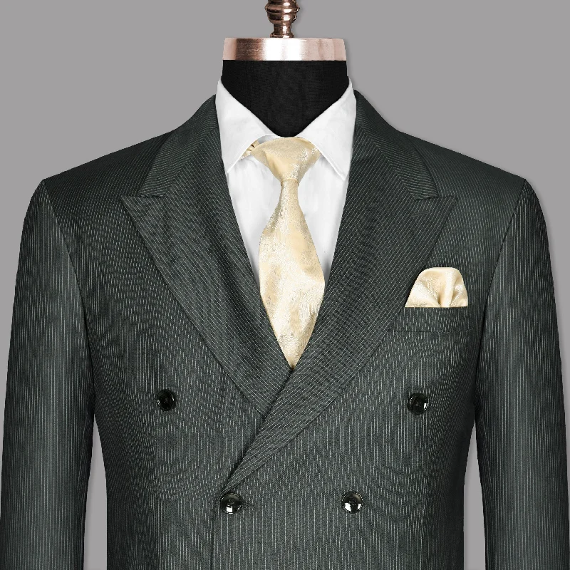 Men's charcoal business tuxedo -Gordons Gray Pinstriped Double Breasted Blazer