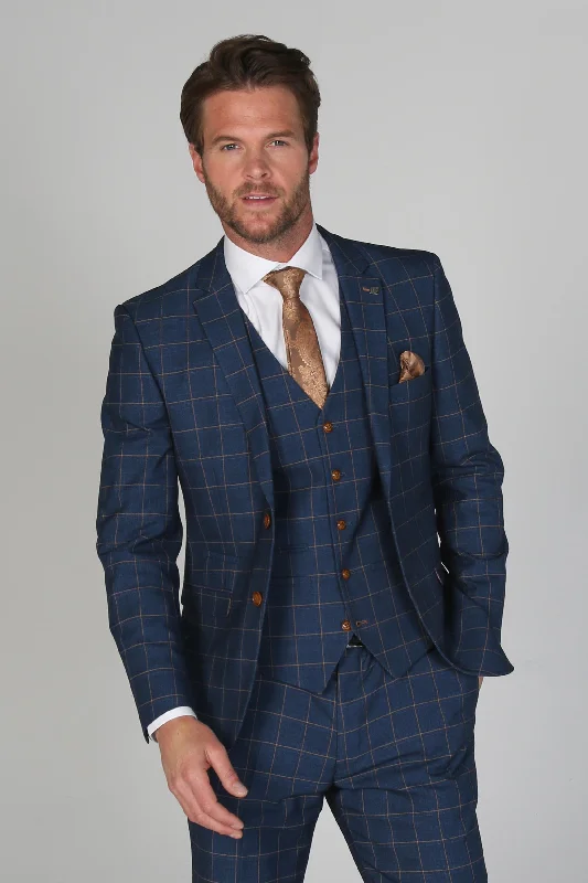 Men's designer wedding tuxedo -Hamleys - Men's Navy Check Blazer