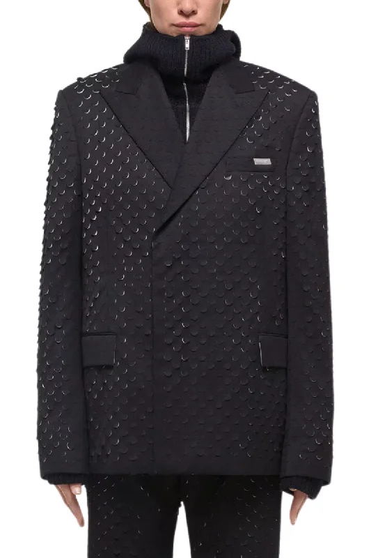 Men's wool blend wedding suit -Hole-Punched Car Blazer