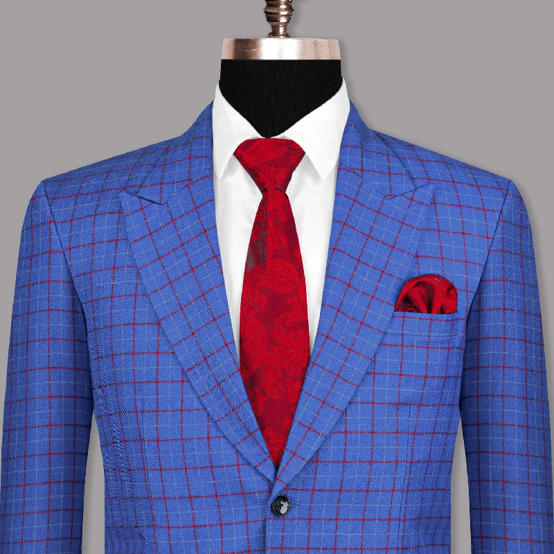 Men's high-end wedding suit -Indigo Windowpane Sport Blazer