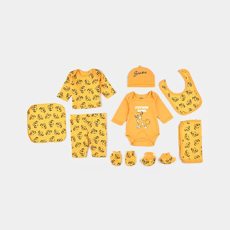 Men's high-quality wedding suit -Infant Boys Cotton Interlock 9 Piece Set Lion King-Citrus