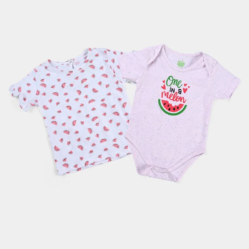 Men's high-fashion business suit -Infant Girl Jacquard 2 Piece Set Watermelon-White