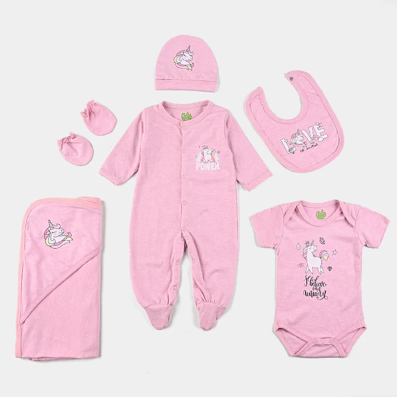 Men's winter wool suit -Infant Unisex Cotton Jersey 6 Piece Set Character-Pink