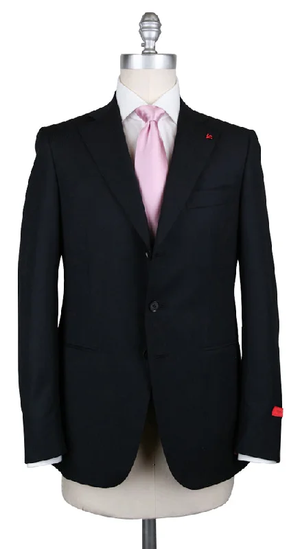 Men's modern business wedding suit -Isaia Black Suit