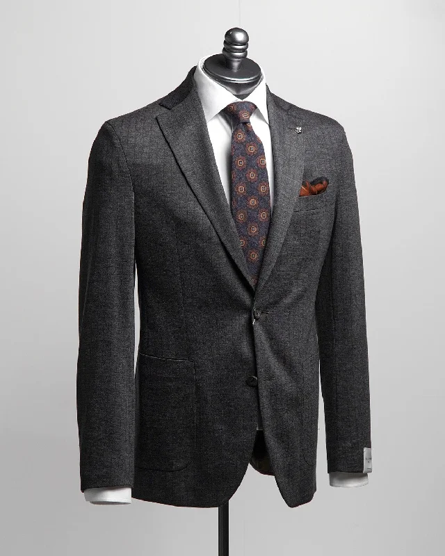 Men's custom slim fit tuxedo -Grey With Brown Pinstripe Knit Stretch 'Hartford' Fit Suit