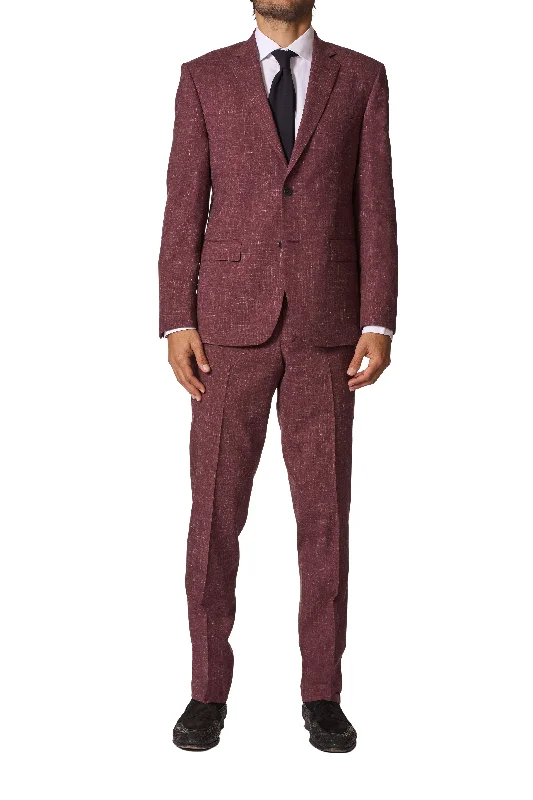 Men's grey tuxedo for wedding -JB Britches Wool-Linen Suit - Plum