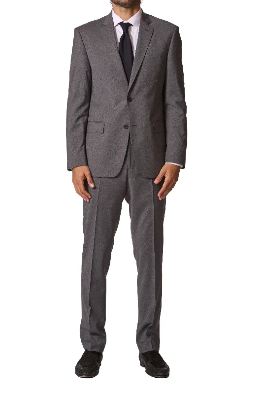 Men's grey slim fit tuxedo -JB Britches Wool Stretch Suit - Mid Grey