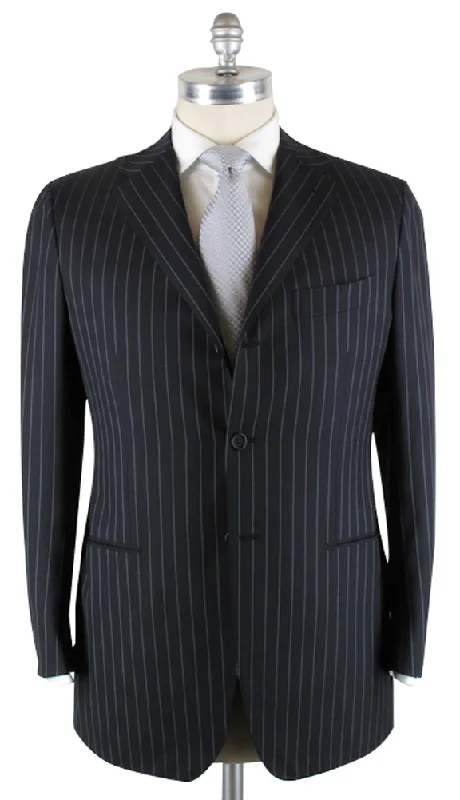 Men's tailored office suit -Kiton Navy Blue Suit – Size: 44 US / 54 EU