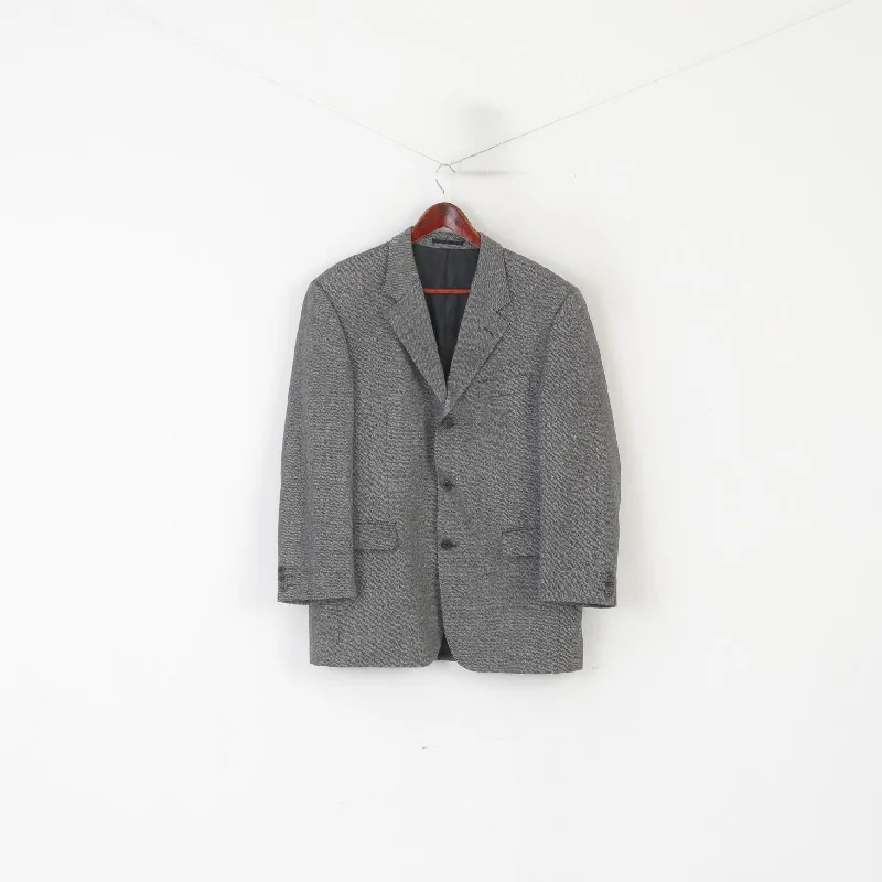 Men’s lightweight formal suit -Lino Vierra Men 40 Blazer Gray Pure Wool Vintage Single Breasted Woolmark Jacket