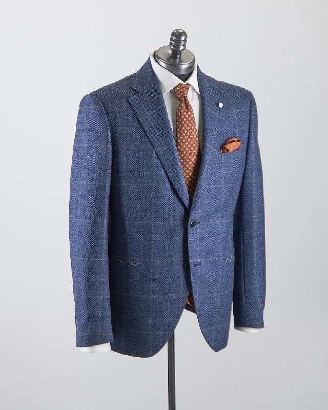 Men's grey wedding tuxedo -Birdseye Windowpane Wool Stretch Suit