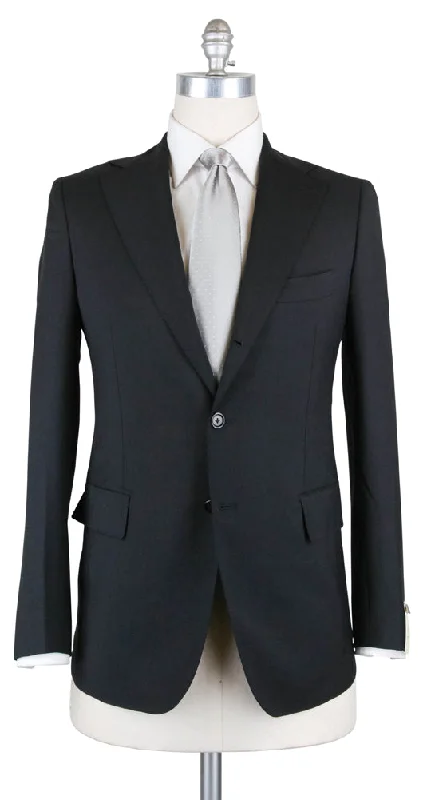 Men's classic three-piece tuxedo -Luigi Borrelli Black Suit - 46 US / 56 EU